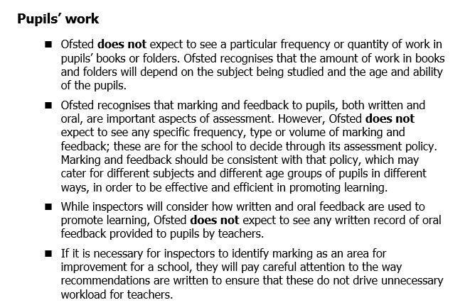 Particularly welcome is new Ofsted guidance on marking - this needs to be spread far and wide gov.uk/government/pub…