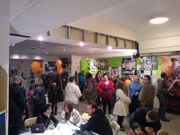 A first look inside the foyer of the centre. Displays up showing the history of the building and ideas for renovation