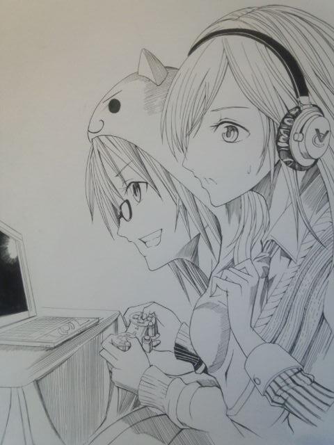 @strobo210 
無理せずレポート頑張って下さい(^_^)ノささやかながら絵で助力します♪ストロボさんとラニさんのイラストを描きましたんでどうぞ( ・∀・)つ□ちゃんと貼れてなかったらごめんなさい…お疲れ様です。 