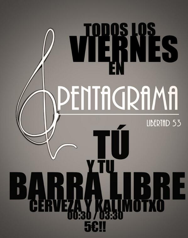 Pub_Penta's tweet photo. Esta noche tal y como venis disfrutando todos los viernes!!
""BARRA LIBRE"" 
Y CON APERTURA DESDE LAS 11:30 :) http://t.co/8H11kdNu3m