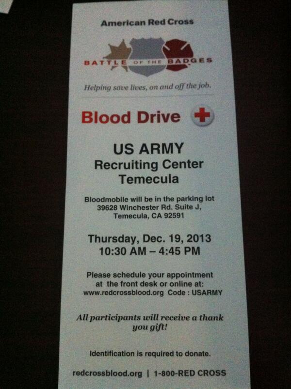 victory_strong's tweet photo. Temecula Valley folks, check out the blood drive posted in the picture. Always a good idea to give back! http://t.co/lJ1AMU0h8Q