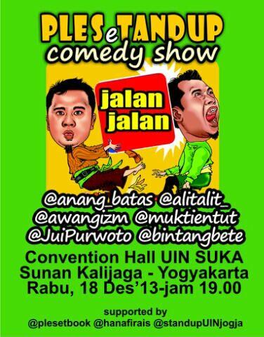 jalanbhakti's tweet photo. RT @hisdan_ #PLESeTANDUP | 18/11/13 | CH UIN | presale 1 : uin 10k+buku, umum 15k+buku | info : @standupUINjogja http://t.co/yPPBZSOsIa