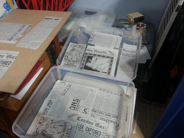 Organizing hundreds of news clippings.