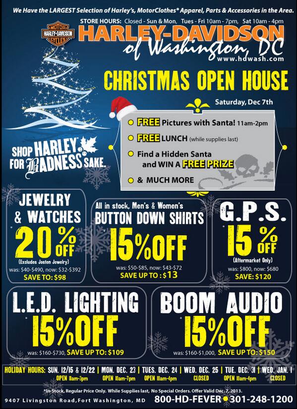 HDWashington's tweet image. Santa is coming to the dealership tomorrow!