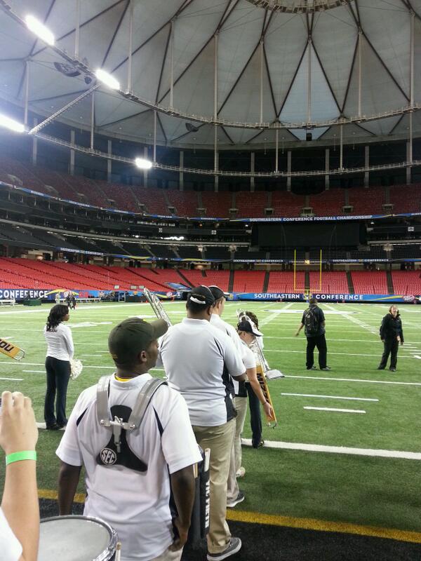 About to take the field in the <a href="/GeorgiaDome/">Georgia Dome</a> for rehearsal. #MIZ #GoTigers