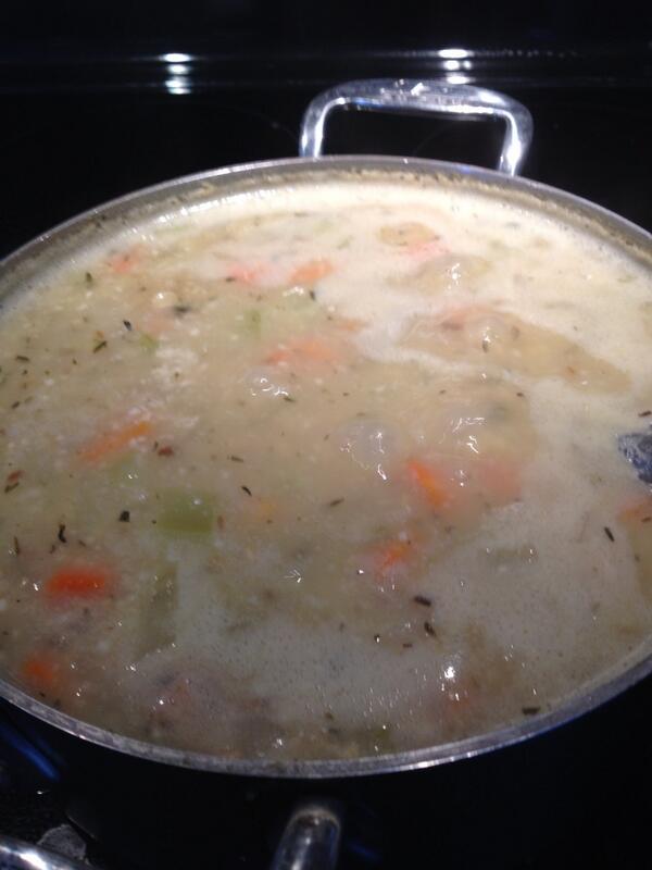 Contemporary Gruel made from yellow peas, steel cut oats, mirapoix, fat, corn grits, herbs &amp; bouillon cubes