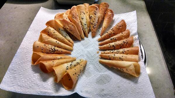 bryanbossin's tweet photo. Cornets baked for xmas party. Ready for salmon/creme fraiche a la @_TFL_ cc @undercommuter http://t.co/aIVGS6pU7P