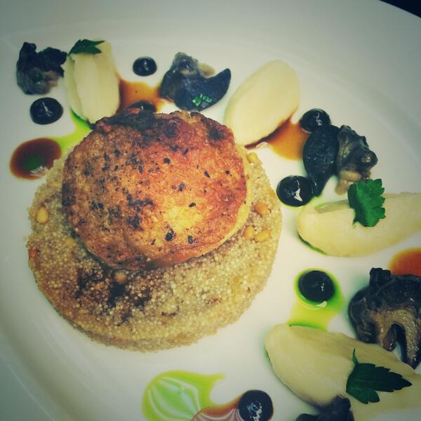 Chicken thigh, parsley root, amaranth, snail, black garlic. #1lastmealboka