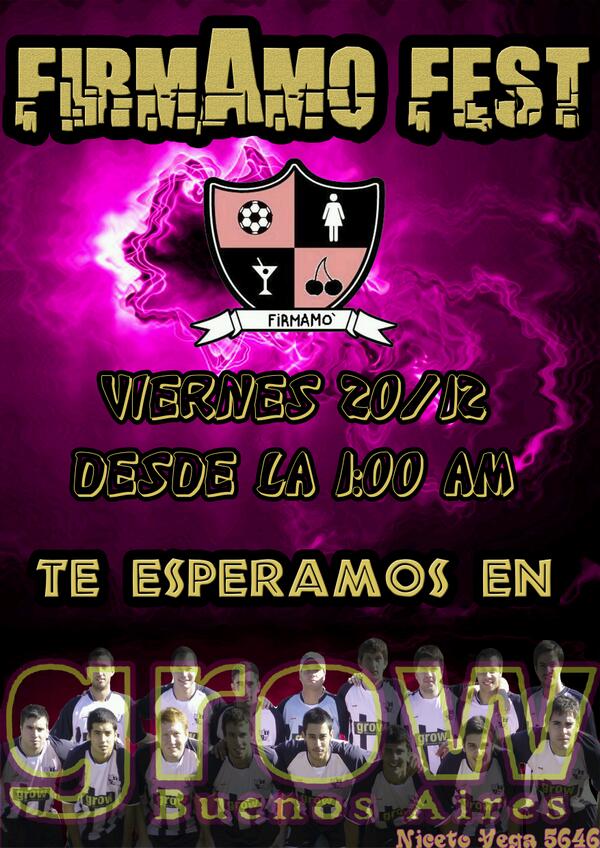 Veni a festejar nuestros 5 años de historia. #FirmAmoFest 20/12 Grow Buenos Aires. Pedile tu precinto a los jugadores