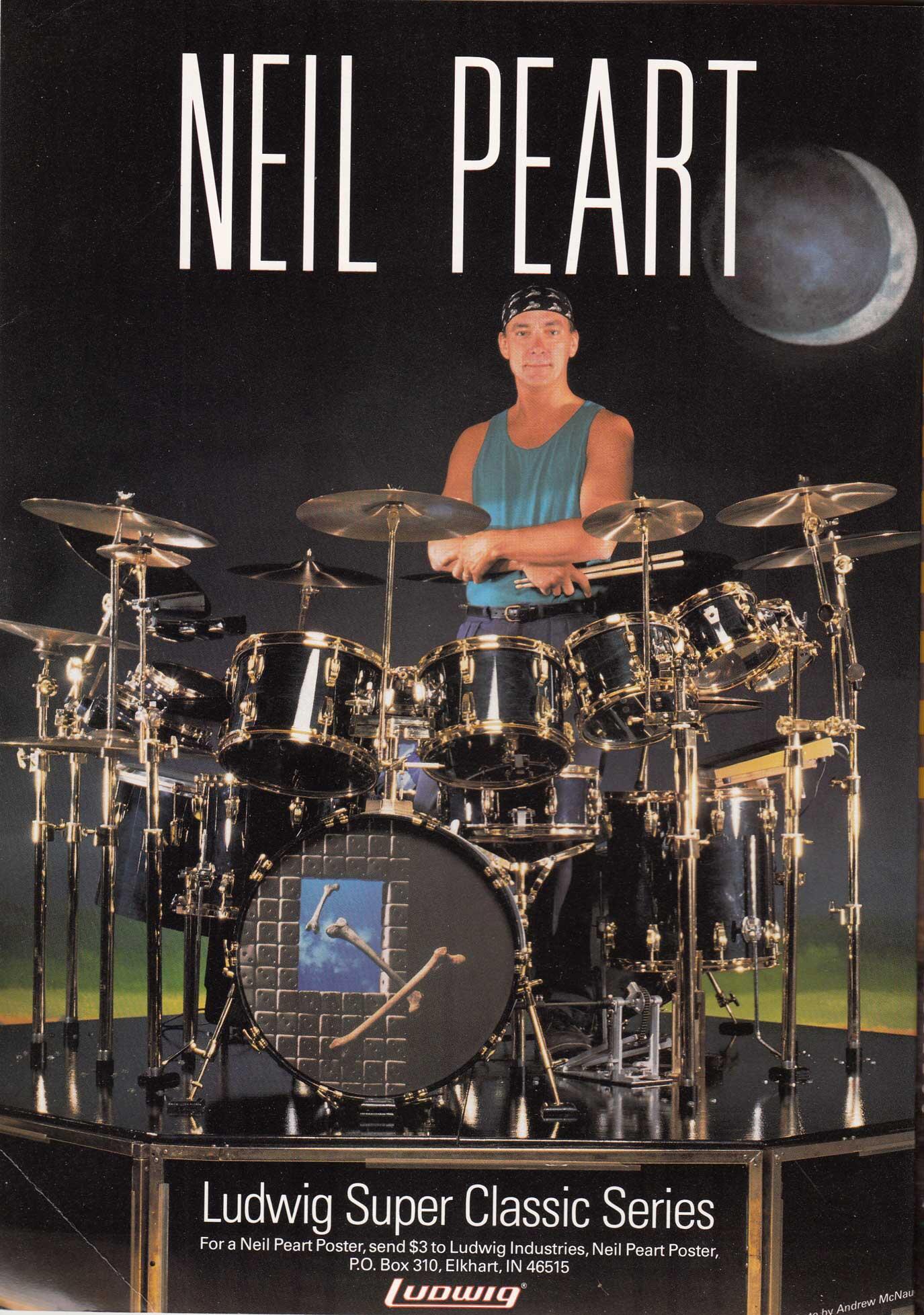 NEIL PEART 1985 LUDWIG DRUMS PROMO POSTER, Original, 22x17,RushPower