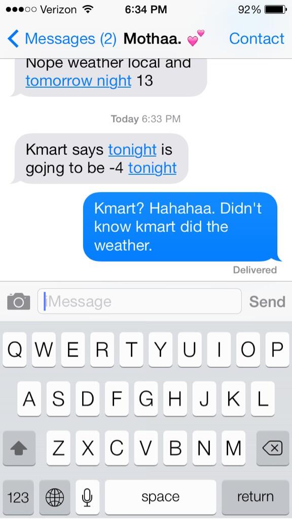 anishabarton's tweet image. Mom says Kmart said it's going to be -4°. #asianmomprobs