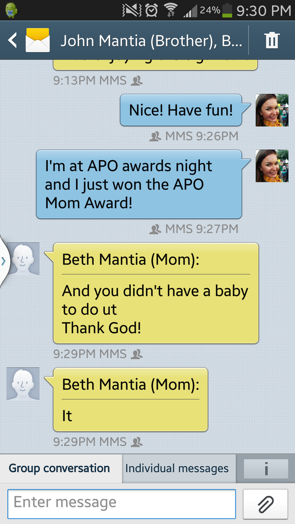 FatherSonAndMS's tweet photo. Damn right, Mom. http://t.co/8lHS3IdAkN