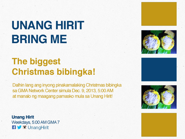 Ang makapagdadala ng biggest Christmas bibingka sa <a href="/UnangHirit/">Unang Hirit</a> bukas simula 5:00 AM, mananalo ng espesyal na pamasko