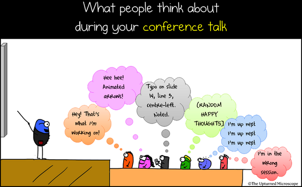 jure's tweet image. What people think about during your conference talk?
