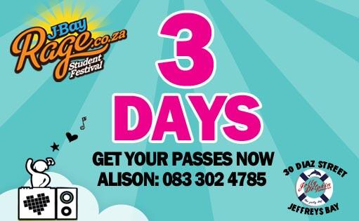 3 days to go, before this party starts! What's the first thing you do if you arrive at #JBayRage2013?