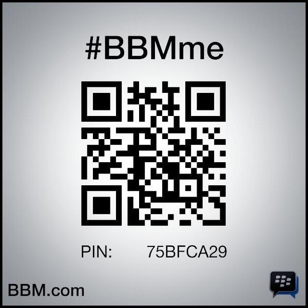 #BBMme PIN: 75BFCA29
pin.bbm.com/75BFCA29