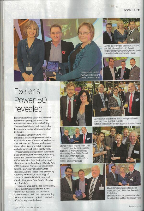 KirkHills's tweet photo. Great to see the coverage of @Power50Awards and a photo of us in @devonlife @DevonLifeEd this month http://t.co/1g1j6PJsRz