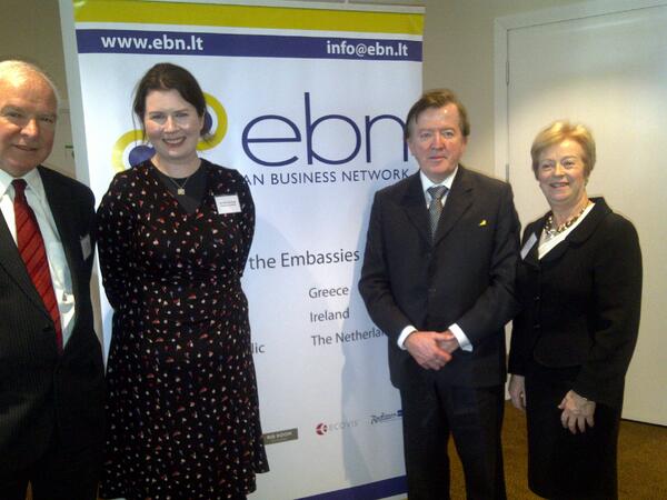 JohnPerrySligo's tweet photo. With Tom Hayes @Entirl Seadhna Mc Hugh and Ambassador Murnaghan at #EuropeanBusinessNetwork #SME @IrishEmbVilnius http://t.co/ix3g27PD87
