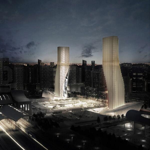 WayDesign's tweet image. O projeto #HarbinTwinTowers, desenvolvido pelo estúdio #SpatialPractice, será construído na China.