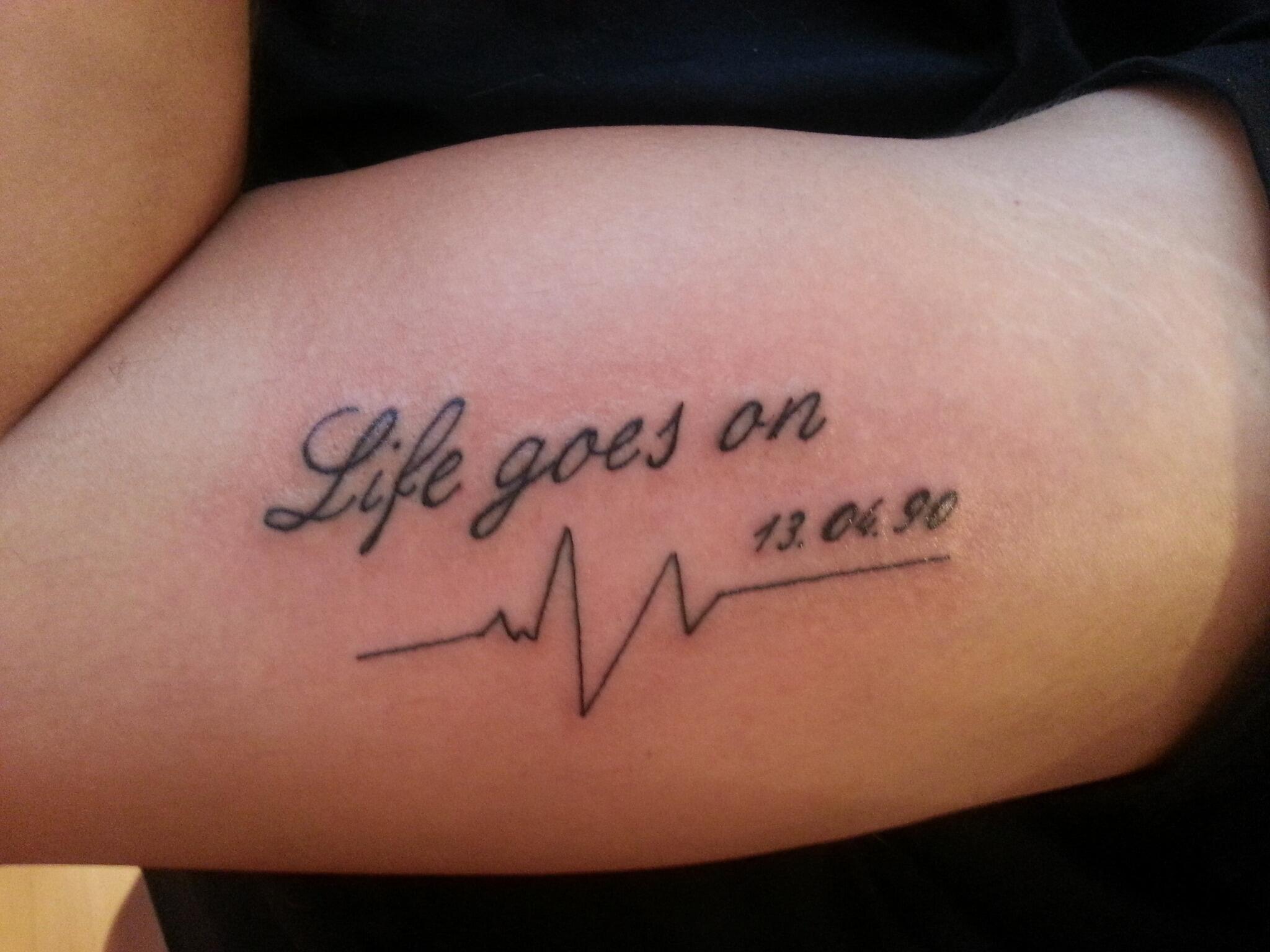 Life Goes On Tattoo On Ribs