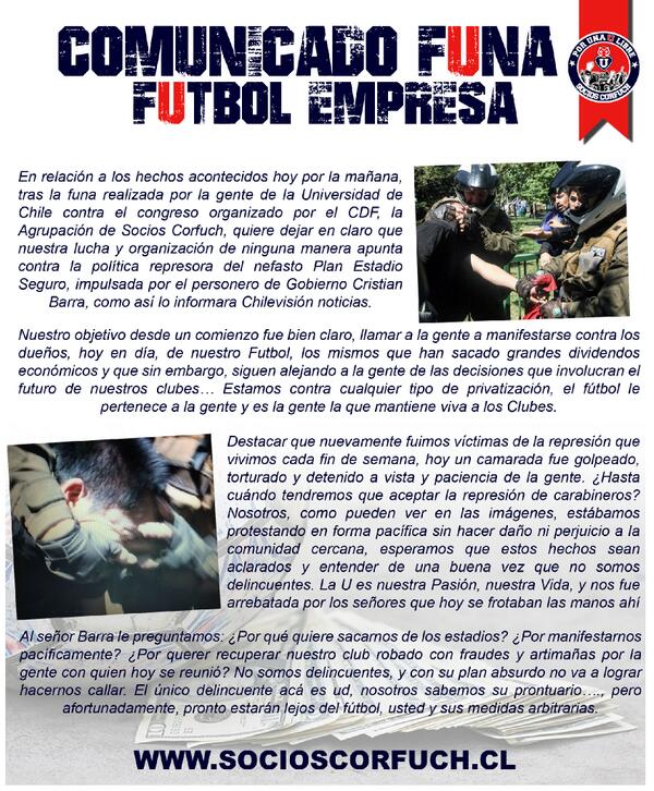Socios_Corfuch's tweet photo. Comunicado Funa Futbol Empresa. http://t.co/o7jW2tYdtp