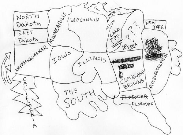 ieatanddrink's tweet photo. I drew a map of the USA completely from memory. How'd I do? http://t.co/TXDZdjqPcW