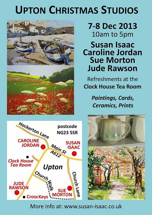 susanisaac's tweet image. My studio is open 7/8 Dec with guest Carl Gray - 3 other studios open + refreshments at @_edchef's Clock House cafe