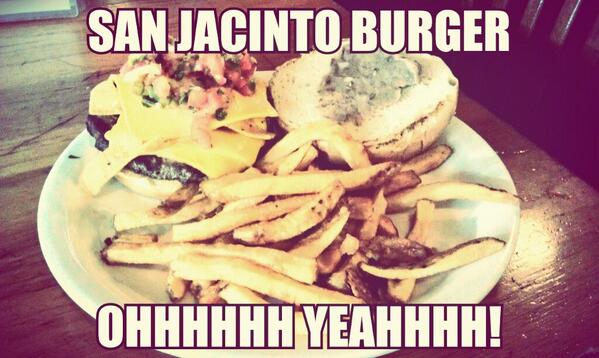 Our San Jacinto #burger is amazing with an ice cold #local brew. Stop in and try it for yourself!
