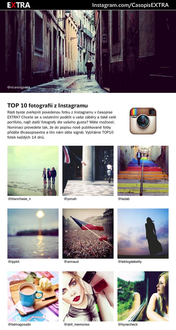 TOP10 z Instagramu zvěřejněno v časopise EXTRA #48 – epublishing.cz/extra/ – <a href="/ladab/">Lada Brůnová</a> <a href="/annaud/">Eliška Vyhnánková</a> <a href="/hynecheck/">Hynek Hampl</a> @yonah ad. –