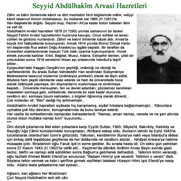 Seyyid Abdulhakim Arvasi Hazretleri. 