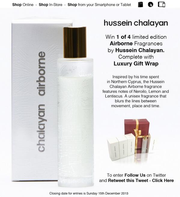 Hervia's tweet photo. Win 1 of 4 limited edition 'Airborne' fragrances by Hussein Chalayan. Follow us and RT this tweet for automatic entry http://t.co/5q0mlAGJzH
