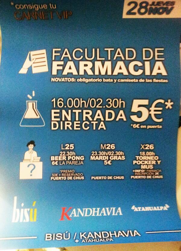 3farmausal's tweet photo. Mañana la reina de todas las fiestas : FIESTA DE LA FACULTAD DE FARMACIA!! @Farmaenfurecida http://t.co/LjqsEvhuMF