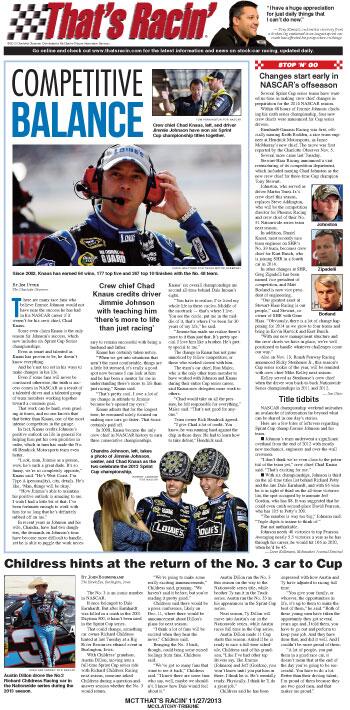 MCTOnePages's tweet image. That&apos;s Racin&apos;: #NASCAR crew chief Chad Knaus gets perspective on work/life balance bit.ly/1bbqPpl Preview