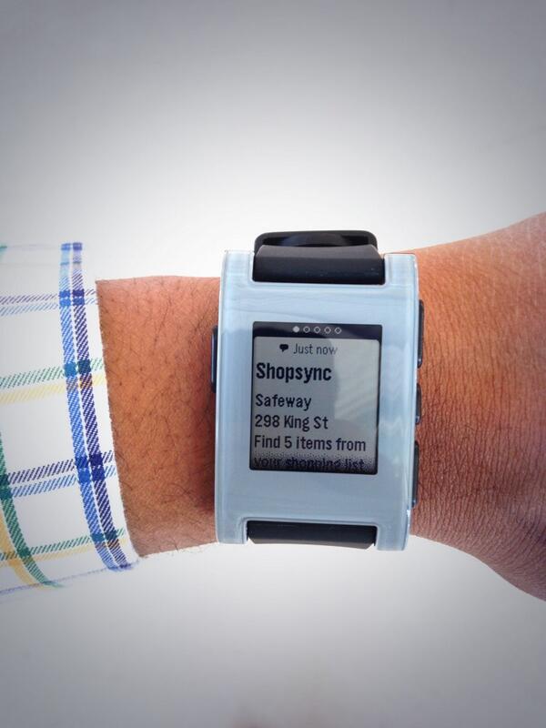 iamkeyvan's tweet photo. #shopsync notifications on my wrist!Now only one trip to the grocery store! #pebble #thanksgiving #dinner @shopsync http://t.co/gv536o3IxR
