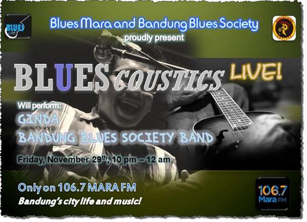 Malam ini jgn terlewatkan Live On Air ! #BluesCousticsLife with <a href="/GindaBestari/">Ginda Bestari</a> at <a href="/MaraFM/">106,7 MARA FM</a> Friday 29 Nov 2013 10Pm-12Am