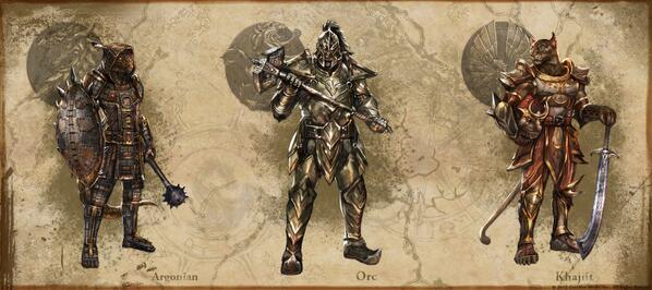 TESOnline's tweet image. Check out some examples of Argonian, Orcish, and Khajiit heavy armors from #ESO: