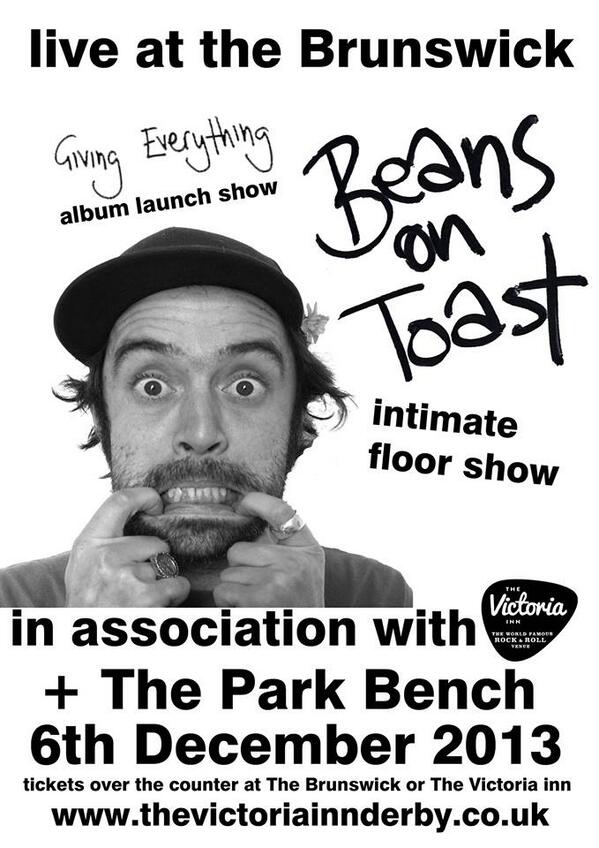BEANS ON TOAST LIVE <a href="/TheBrunswickIn1/">The Brunswick Inn</a> Friday 6th Dec. brunswickderby.co.uk/whats_on/