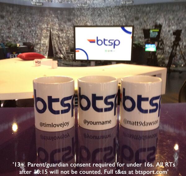 btsportscore's tweet photo. #PRIZEDRAW 
If Man Utd win tonight, one lucky person will win a personalised BTSP mug! Simply RT &amp; follow to enter! http://t.co/2zJ20Q10PZ