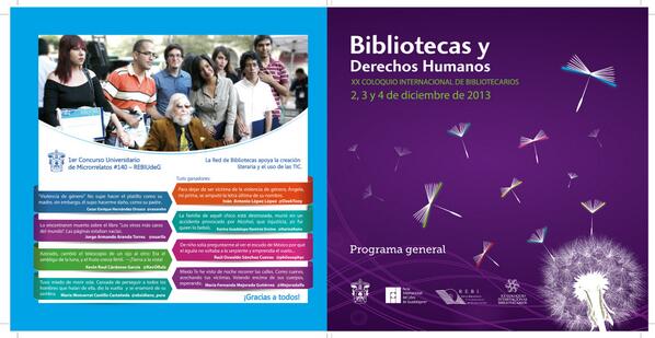 140USB's tweet image. Los Tuits ganadores aparecerán publicados en la contraportada del Programa del XX #ColoquioBibliotecarios ;)