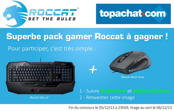 TopAchat's tweet image. Pour tenter de gagner un superbe pack clavier/souris gamer, suivez @ROCCATFrance &amp;amp; @TopAchat et RT ce tweet ;-)