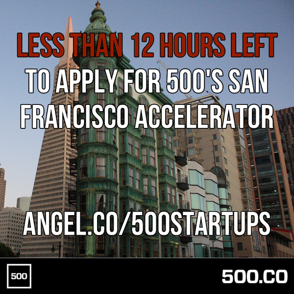 500GlobalVC's tweet image. Less than 12 hours left to apply for our first San Francisco batch. Do it NOW: bit.ly/500SFBatch #500Strong