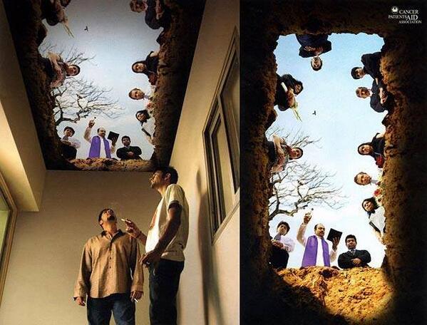 Ceiling art in smoking room..