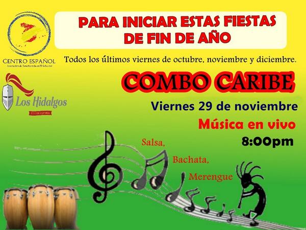 CentroEspanoles's tweet photo. Comenzamos la fiesta este viernes! Combo Caribe 8:00pm Los Hidalgos! http://t.co/FHQ5qlOFCm