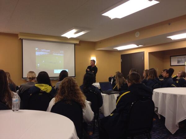 umichwsoccer's tweet photo. Time for some video. Coach Ryan breaking it down, talking all things Virginia. #GettingTactical http://t.co/8537z2nxFD