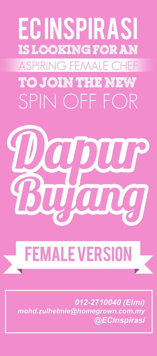 bisikteav's tweet photo. Kami sedang mencari 12 orang perempuan yang mahu menjadi The Next Dapur Bujang's Chef! #DapurBujang http://t.co/7wnYplAftJ