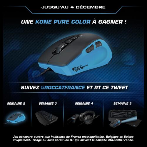 ROCCATFrance's tweet photo. Semaine 2 : Follow @ROCCATFrance + RT pour tenter de remporter une souris Kone Pure Polar Blue ! - #ROCCAT #Gaming http://t.co/uZvYd9LnH5