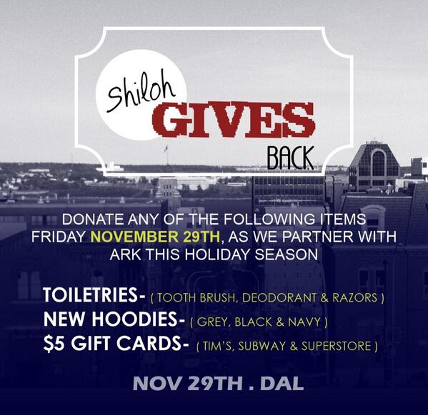 Don't forget to bring your gifts for #shilohgivesback tomorrow night. We want to help at risk teens in #halifax