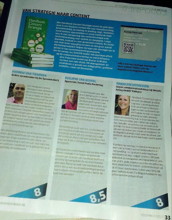 Goede recensies voor Hbk. Content Strategie van <a href="/OnlineMarketeer/">Patrick Petersen</a>. #HCS Hier bestellen: goo.gl/Yr5QI0