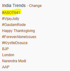ASOTFestIndia's tweet image. And now #ASOT641 is the No.1 trending topic in INDIA. 
@ASOT @Arminvanbuuren #TranceFamilyIndia