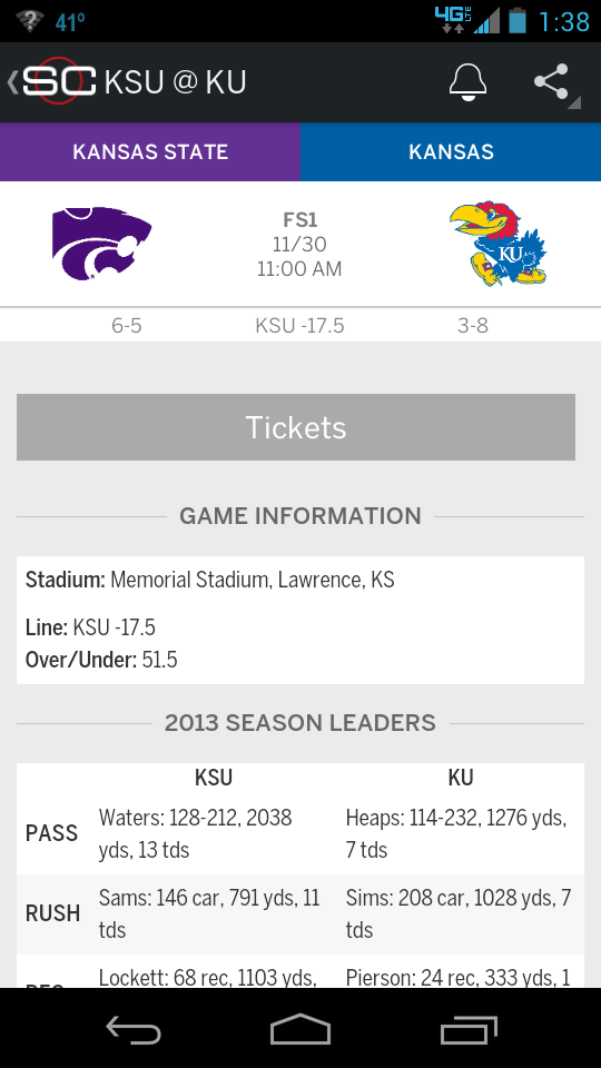 thederekharman's tweet photo. @MatthewJErbert but see what I'm saying with the negative crap? Vegas just giving KSU -17.5 to start the game http://t.co/EPRBPo7PuY
